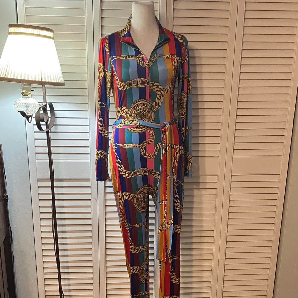 Vibrant Chain Print Jumpsuit